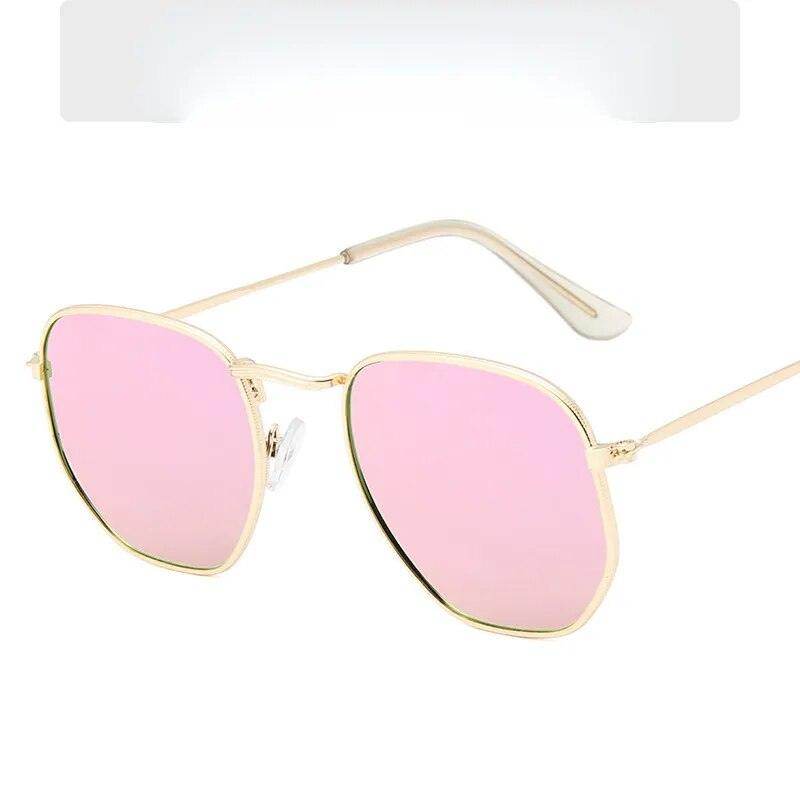 Sunglases Hexagon Sunglasses Women Metal Frame Fishing Glasses Gold tea Eyewear lentes - Tamnz