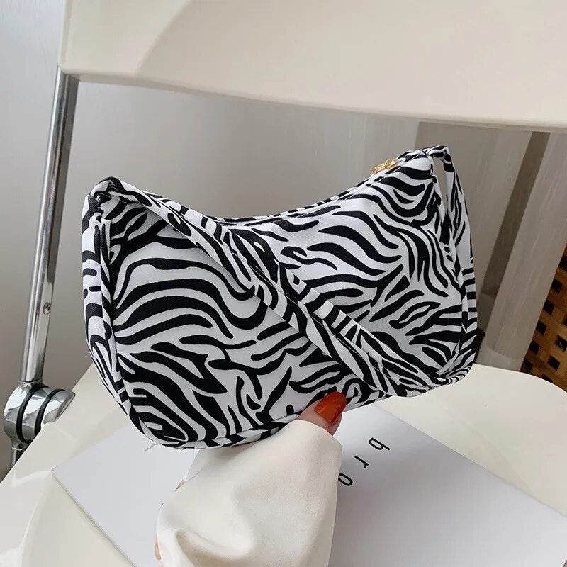 Animal Pattern Print Canvas Shoulder Underarm Bag Vintage Ladies Small Purse Handbags Casual All-match Fashion Women Square Bags - Tamnz