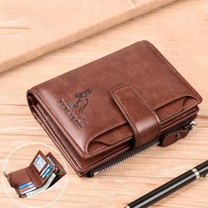 Coin Purse Wallet RFID Blocking Man Leather Wallet Zipper Business Card Holder ID Money Bag Wallet Male - Tamnz