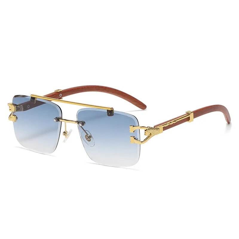 Retro Square Sunglasses Luxury Brand Designer Gold Lion Decoration Sun Glasses - Tamnz