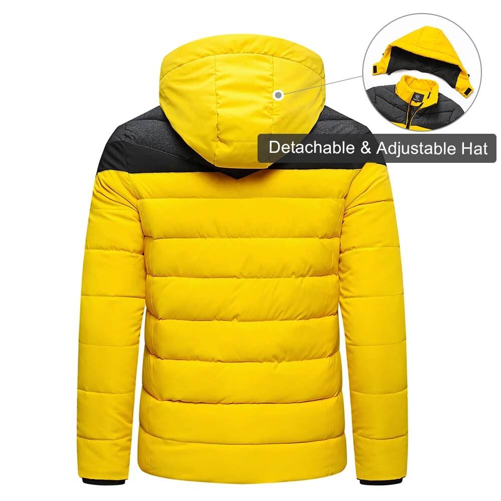 Winter Brand New Casual Warm Thick Windproof Jacket Parkas Coat Men Fashion Autumn Outwear Detachable Hat Parka Men - Tamnz