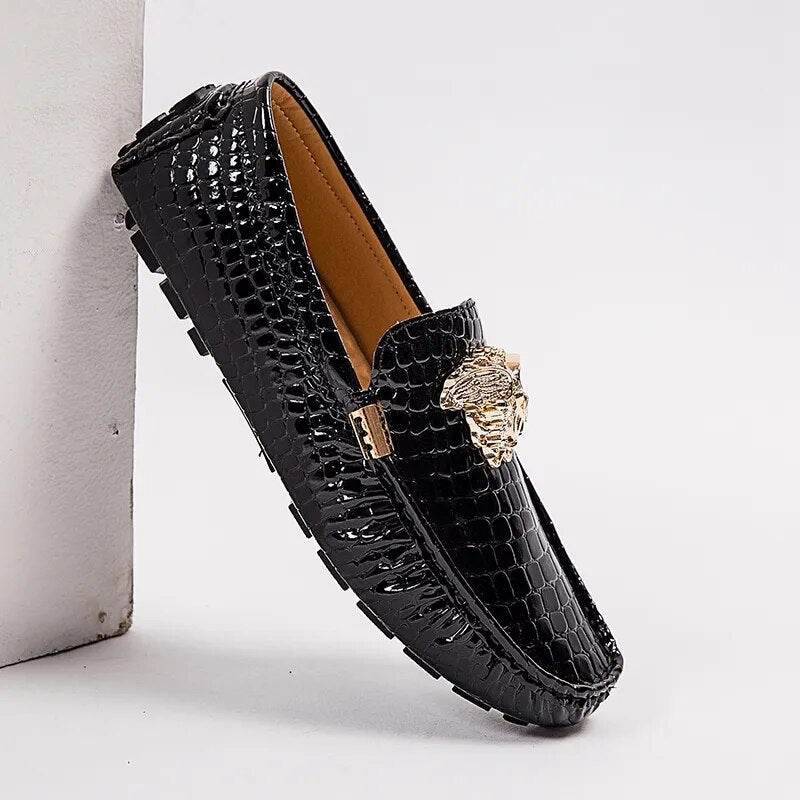 Leather Shoes Snake Pea Shoes Spring Summer Leather Ladies Moccasin Loafers - Tamnz