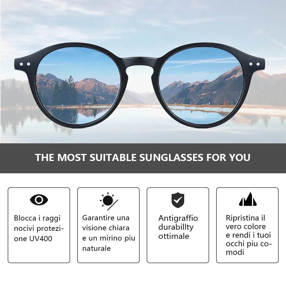 Retro Polarized Sunglasses Men Women Vintage Small Round Frame Polaroid Lens UV400 Goggles Shades - Tamnz