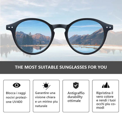 Retro Polarized Sunglasses Men Women Vintage Small Round Frame Polaroid Lens UV400 Goggles Shades - Tamnz