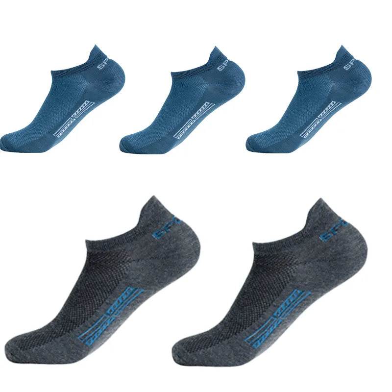 5 Pairs Men Ankle Socks Breathable Cotton Sports Mesh Casual Athletic Summer Thin Cut - Tamnz