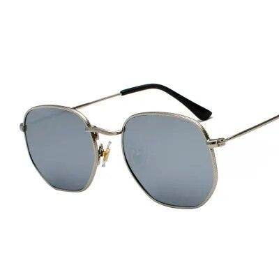 Sunglases Hexagon Sunglasses Women Metal Frame Fishing Glasses Gold tea Eyewear lentes - Tamnz