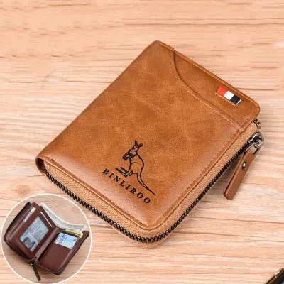 Coin Purse Wallet RFID Blocking Man Leather Wallet Zipper Business Card Holder ID Money Bag Wallet Male - Tamnz