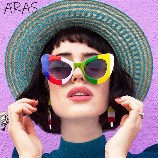 Fashion Cat Eye Sunglasses Women Sexy Cateye Colorful Sun Glasses Ladies Luxury Brand Trendy Retro Gradient Sunglass Shades - Tamnz