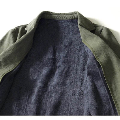 Autumn Winter New Casual Plush and Thickened Warm Suit Jacket for Men Ramie Loose Vintage Blazers for Men BL088 - Tamnz
