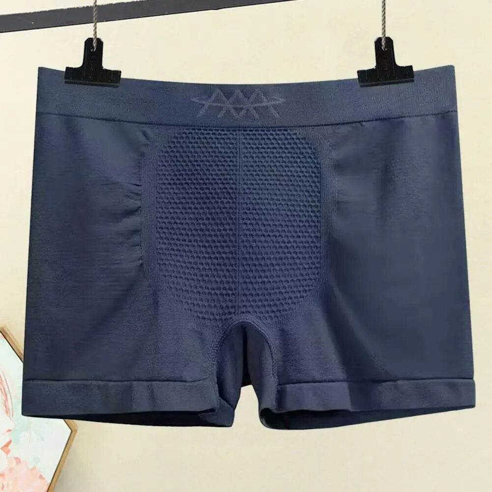 Men Boxers Underpants High Elasticity Seamless Honeycomb Breathable Mid Waist Soft Moisture-wicking Anti-shrink Men Underwear - Tamnz