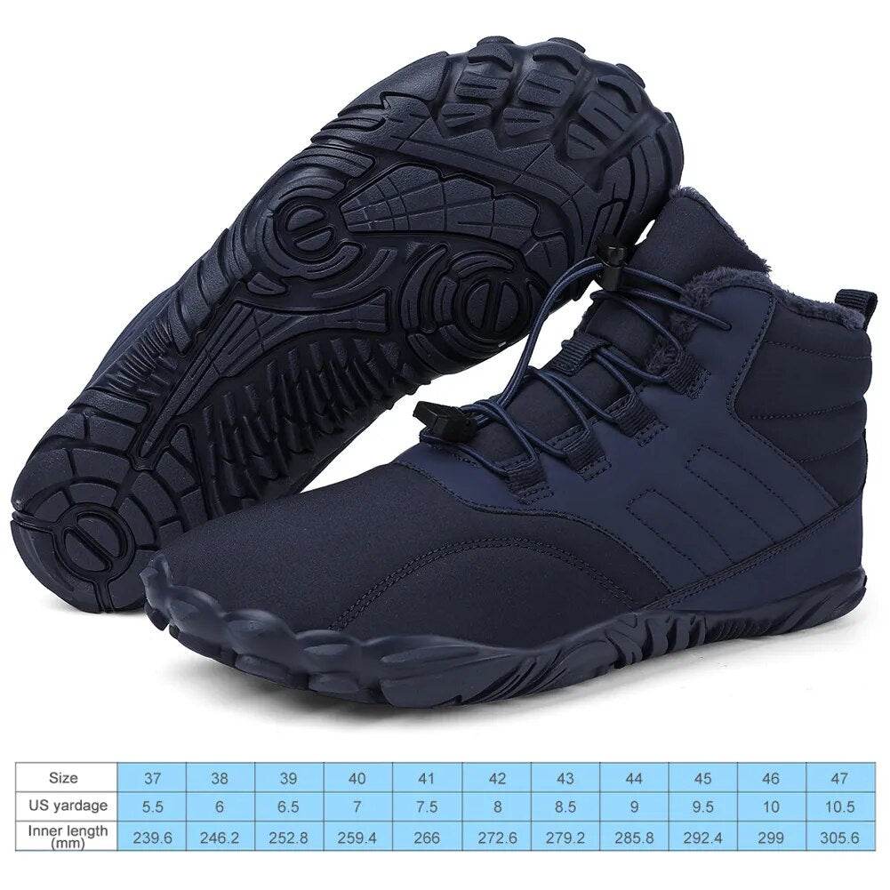 Winter Warm Running Barefoot Rubber Running Shoes Waterproof Non-Slip Breathable - Tamnz