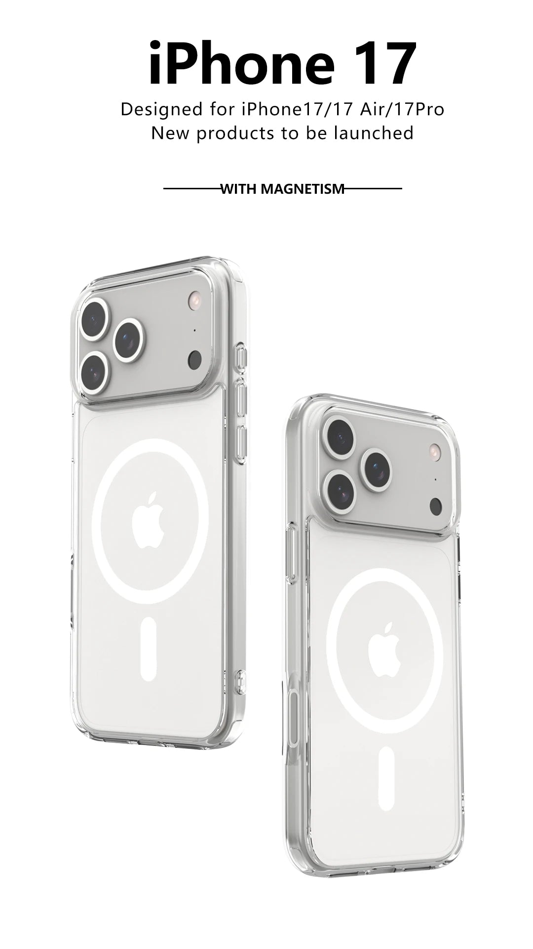 Shockproof For Magsafe Clear Magnetic Wireless Charge Case For iPhone 17 Air 17 Pro Max Hybird Hard Acrylic Back Cover Bumper