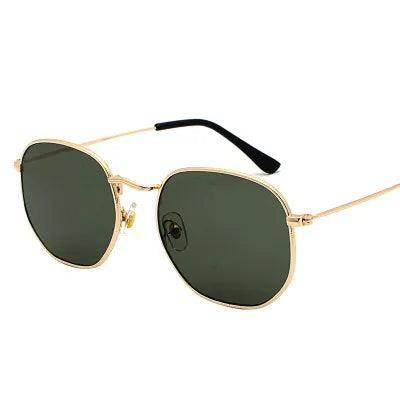 Sunglases Hexagon Sunglasses Women Metal Frame Fishing Glasses Gold tea Eyewear lentes - Tamnz