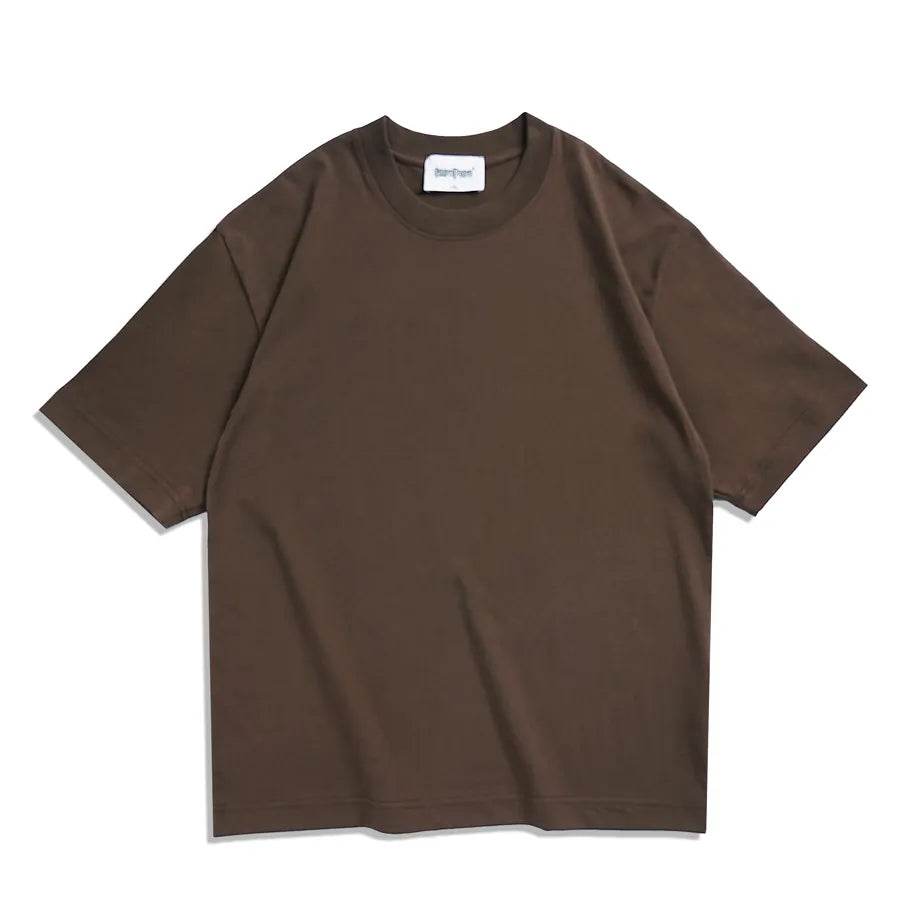 WAVLATII Oversized Summer T shirts for Women Men Brown Casual Female Korean Streetwear Tees Unisex Basic Solid Young Cool Tops - Tamnz