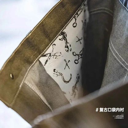 Maden Gray Jeans for Men 13.8 Oz 100% Cotton Regular Straight Fit Vintage Denim Pants Quality Bright Line Trousers 2022 New - Tamnz