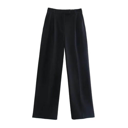Fashion With Darts Front Pockets Wide Leg Pants Vintage High Waist Zipper Fly Female Trousers Mujer - Tamnz