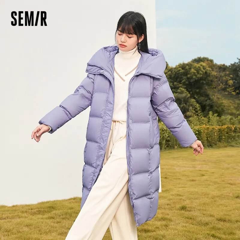 Semir Long Down Jacket Women Waterproof Hooded Coat Winter New Loose Girls Jacket Multi-Color Thick Windbrake Down Coat - Tamnz