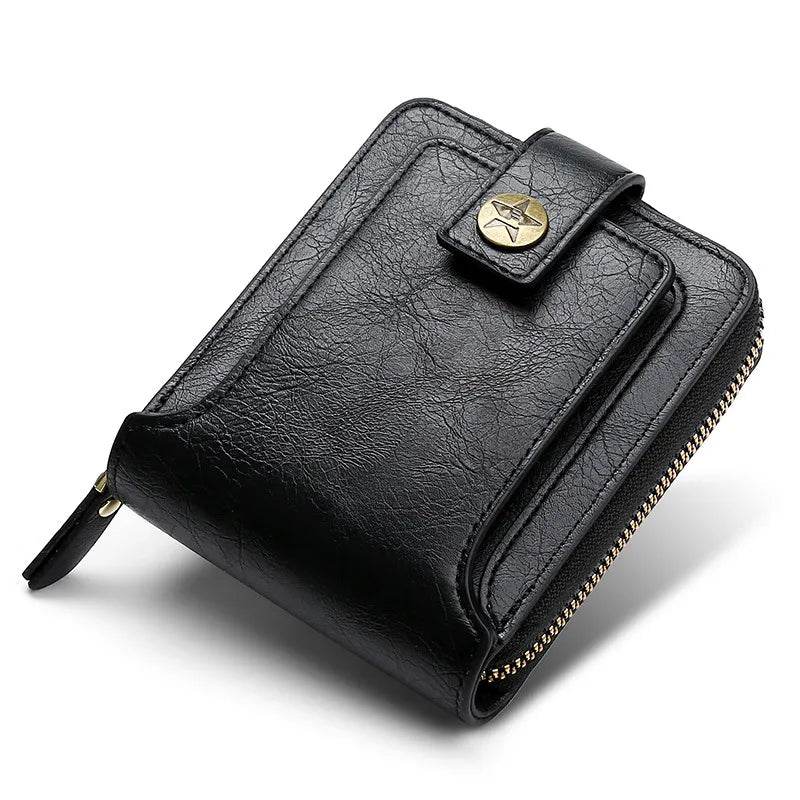 Vintage Small Men's Wallet Pu Leather Short Purse Men Hasp Zipper Clutch Solid Porte Feuille Hommes Porte Monnaie Homme - Tamnz