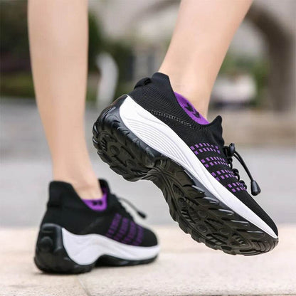 Women Fashion Sneaker for Walking Fitness Sport Shoes Chunky Platform Height Increasing Breathable Loafers Elastic Lady Trainers - Tamnz