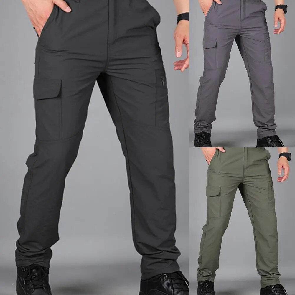 Straight Wear Resistant Solid Color Waterproof Men Pants for Outdoor Sports - Tamnz