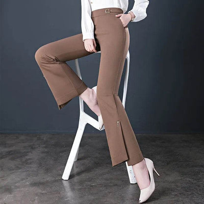 Elastic High Waist Flared Pants Women's Spring and Autumn New Loose Casual Trousers Black Fashionable Flared Pants - Tamnz