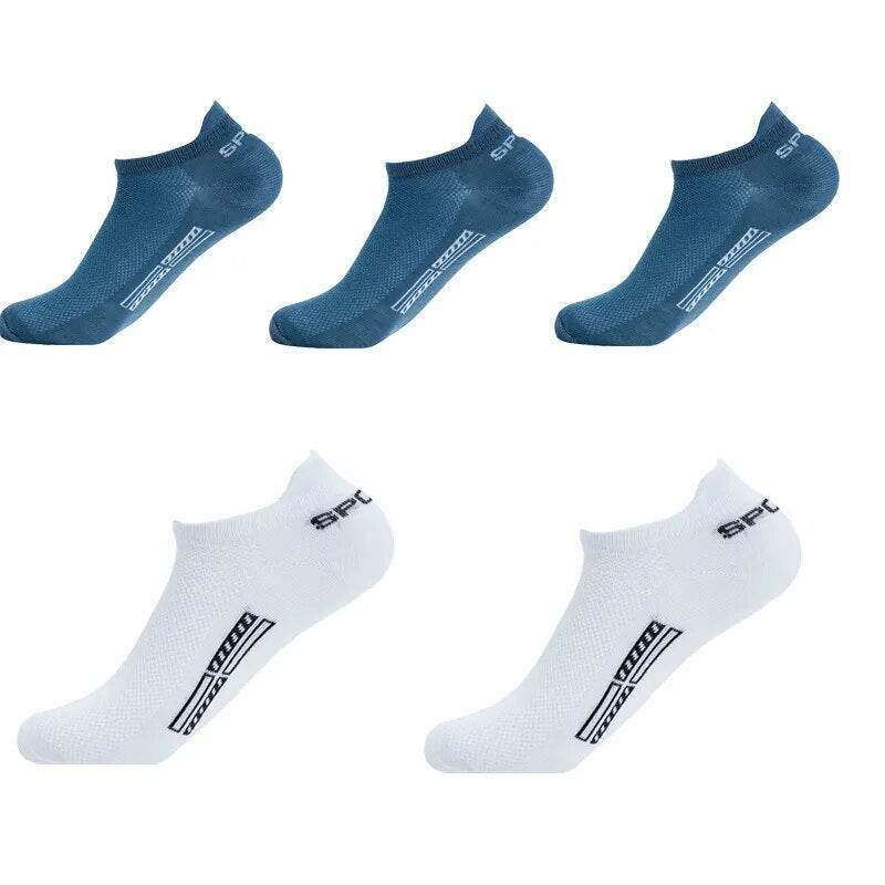 5 Pairs Men Ankle Socks Breathable Cotton Sports Mesh Casual Athletic Summer Thin Cut - Tamnz