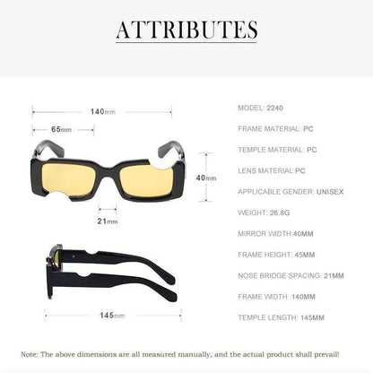 UV Protection Hip Hop Square Shades Off Notch Hole Design - Tamnz
