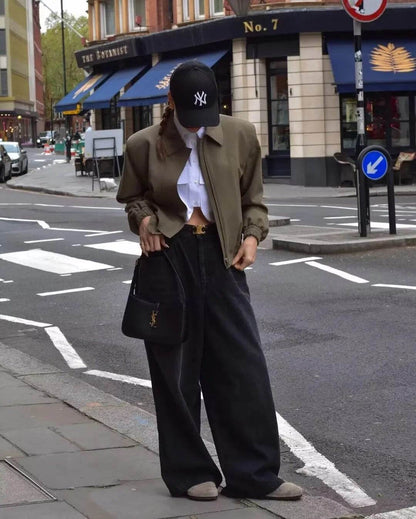 Bomber Jackets for Women 2023 Autumn Coats Female Chic Long Sleeve Casual Jacket Ladies with Pocket New Outerwear - Tamnz