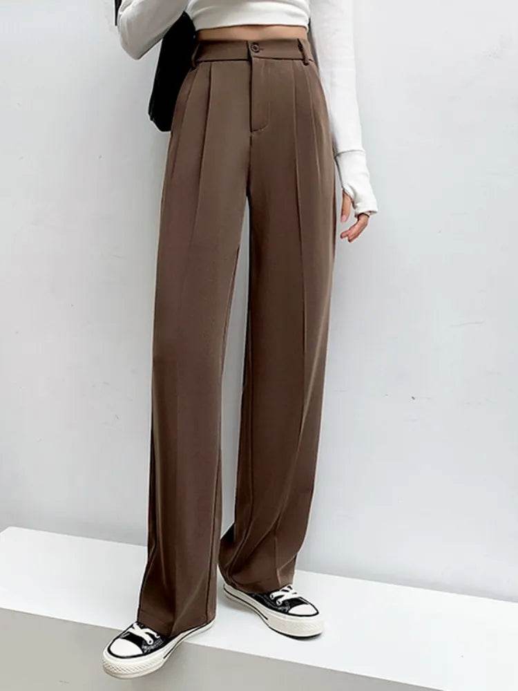 Casual High Waist Loose Wide Leg Pants for Women Spring Autumn New Female Floor-Length White Suits Pants Ladies Long Trousers - Tamnz