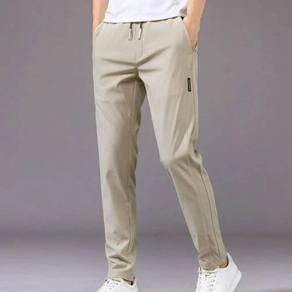 Men Pants Elastic Waist Trendy Polyester Casual Drawstring Men Trouser for Street Wear - Tamnz
