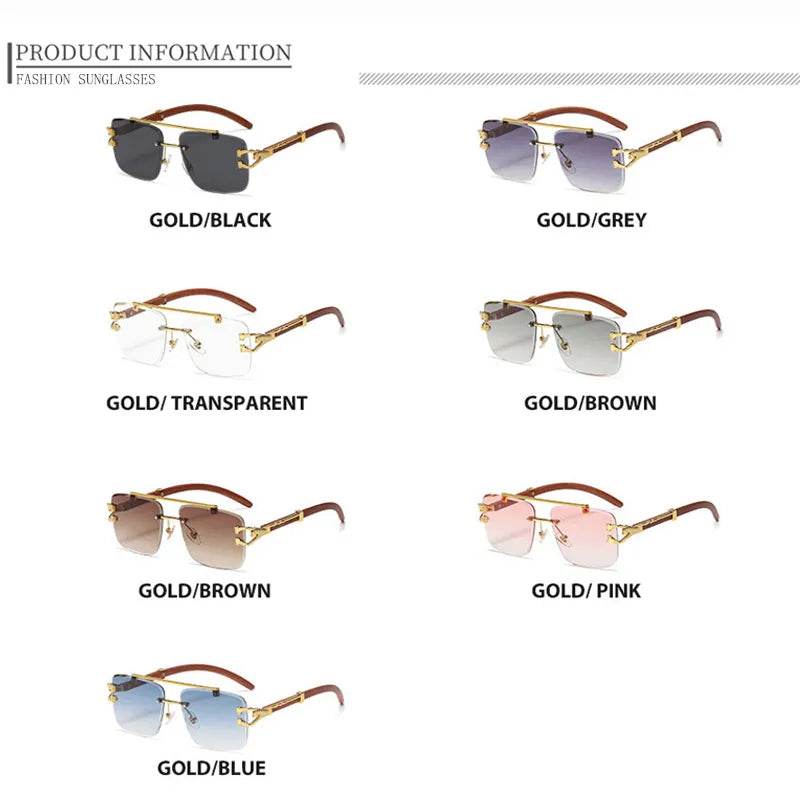 Retro Square Sunglasses Luxury Brand Designer Gold Lion Decoration Sun Glasses - Tamnz