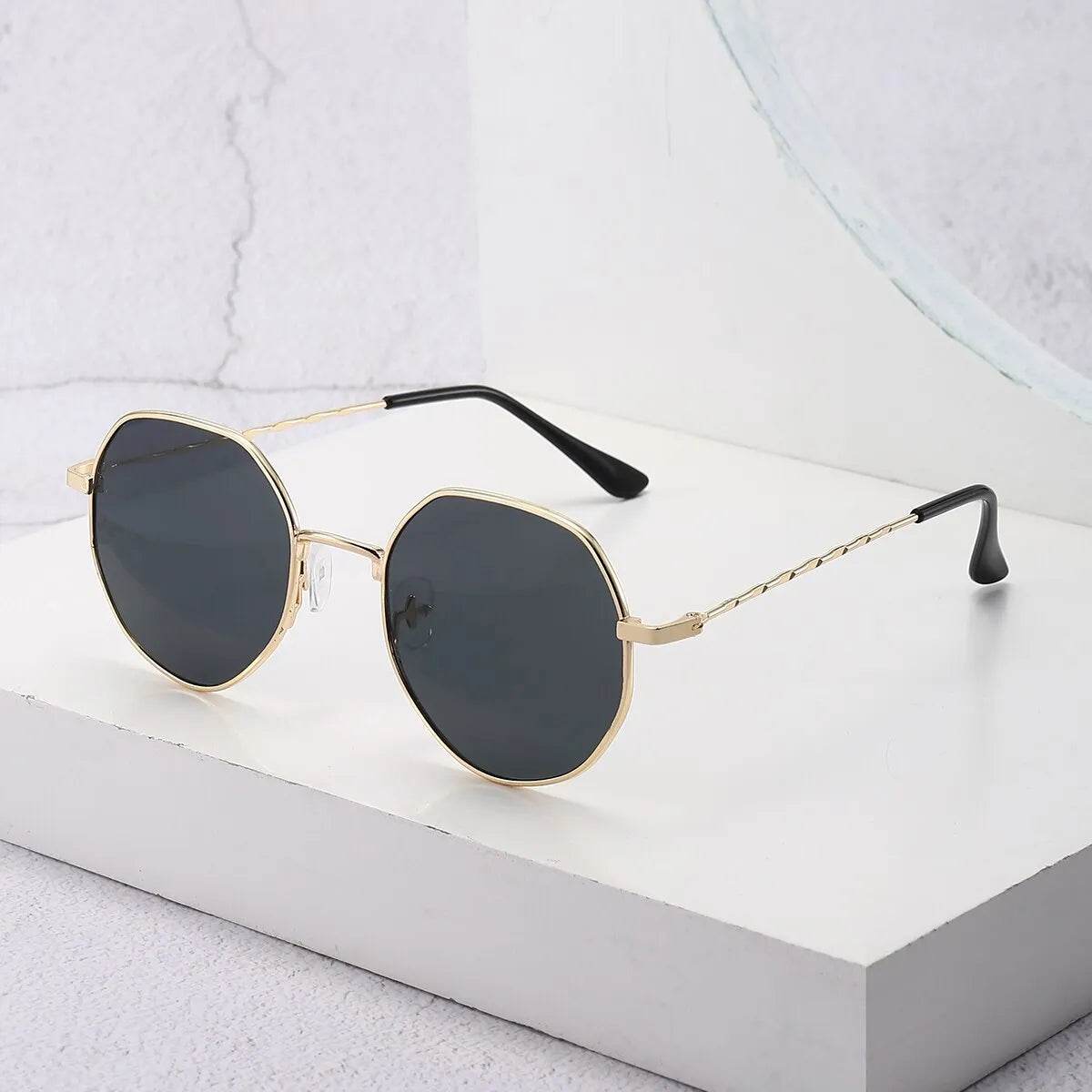 Polygon Metal Sunglasses Vintage Frame For Women Sunglasses Men Luxury Brand Design Women Mirror - Tamnz