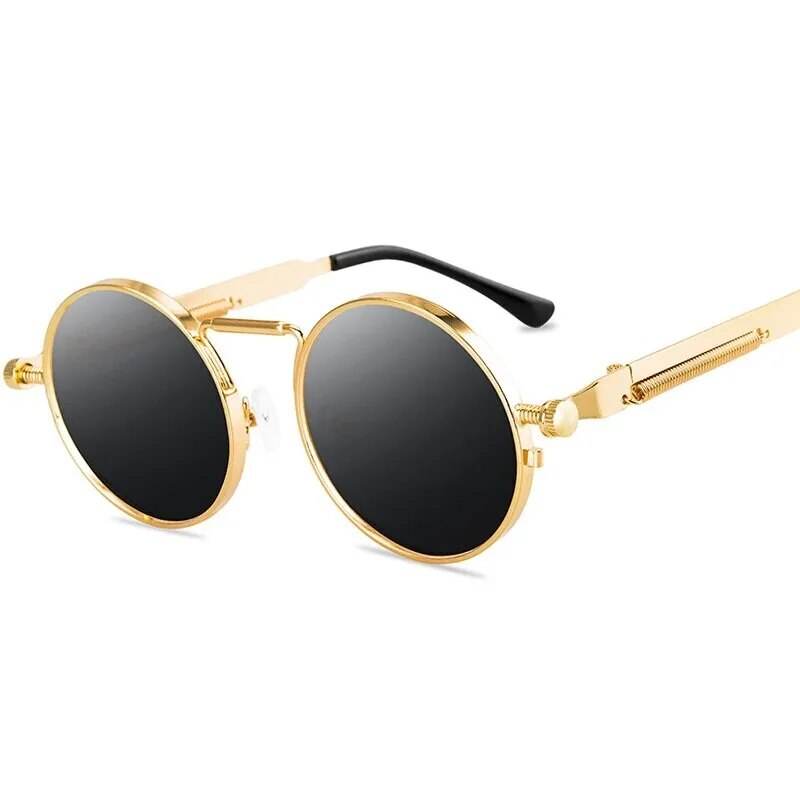 Retro Punk Style Sunglasses Colorful Round Metal Frame Sunglasses - Tamnz