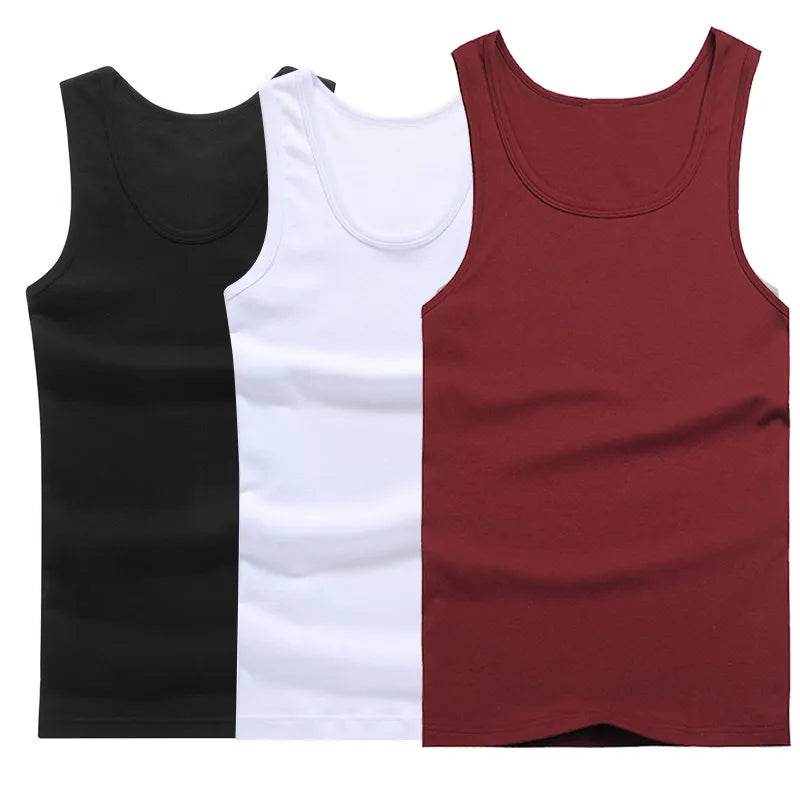 Tank Top Solid Muscle Vest Undershirts O-neck Gymclothing Tees Whorl Tops - Tamnz