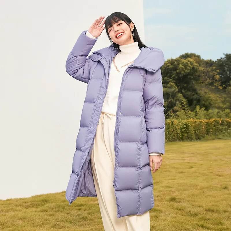 Semir Long Down Jacket Women Waterproof Hooded Coat Winter New Loose Girls Jacket Multi-Color Thick Windbrake Down Coat - Tamnz