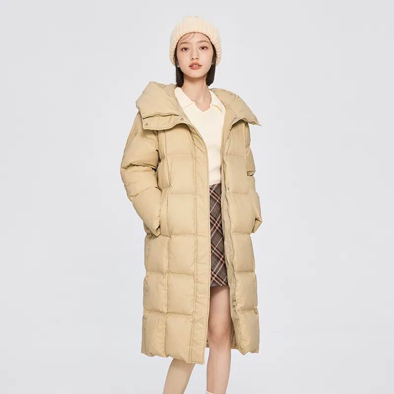 Semir Long Down Jacket Women Waterproof Hooded Coat Winter New Loose Girls Jacket Multi-Color Thick Windbrake Down Coat - Tamnz