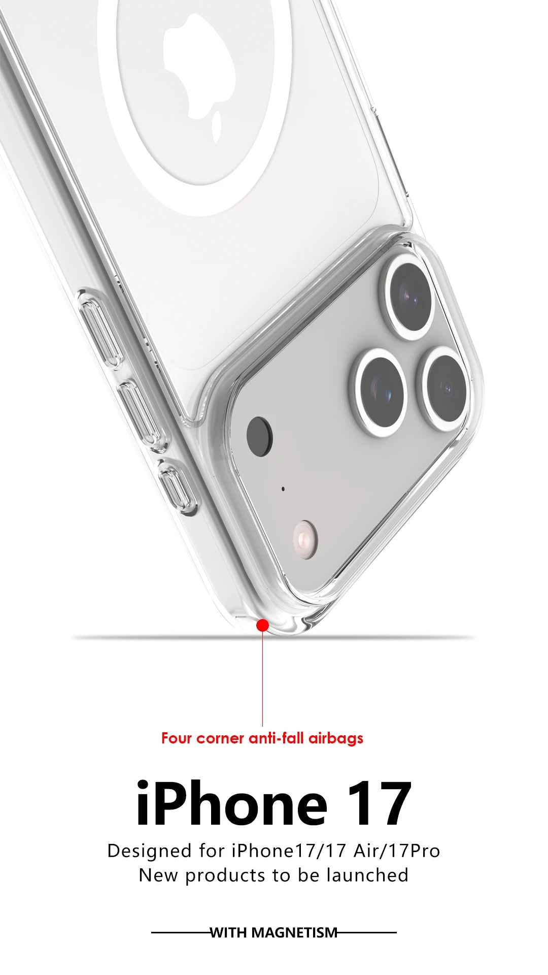 Shockproof For Magsafe Clear Magnetic Wireless Charge Case For iPhone 17 Air 17 Pro Max Hybird Hard Acrylic Back Cover Bumper