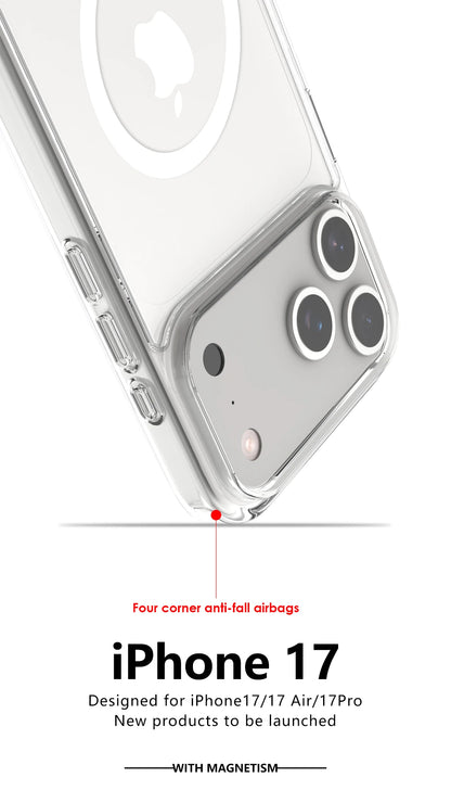 Shockproof For Magsafe Clear Magnetic Wireless Charge Case For iPhone 17 Air 17 Pro Max Hybird Hard Acrylic Back Cover Bumper