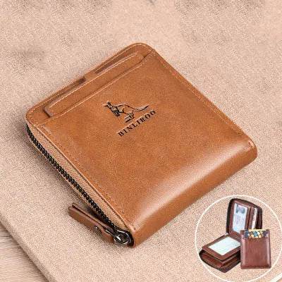 Coin Purse Wallet RFID Blocking Man Leather Wallet Zipper Business Card Holder ID Money Bag Wallet Male - Tamnz
