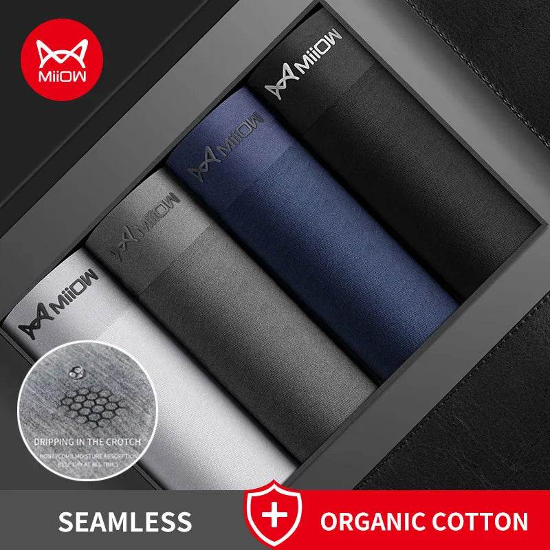 MiioW 4Pcs Organic Cotton Men Boxers Shorts Antibacterial Innerwear Man Underwear Boxer Men's Panties Male Trunks Underpants New - Tamnz