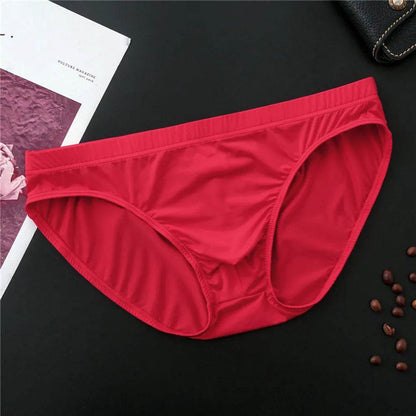 Men's Briefs Sexy Ice Silk U Convex Pouch Underwear Thin Section Breathable Low-Waist Panties Underpants Bikini Slip Homme - Tamnz