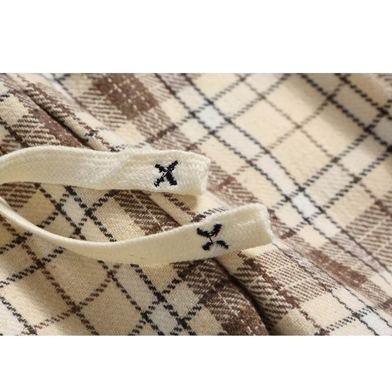 Winter Plaid Pants Men Dehaired Velvet Thick Warm Checkered Casual Sweatpants Black Khaki Vintage Long Straight Trousers - Tamnz