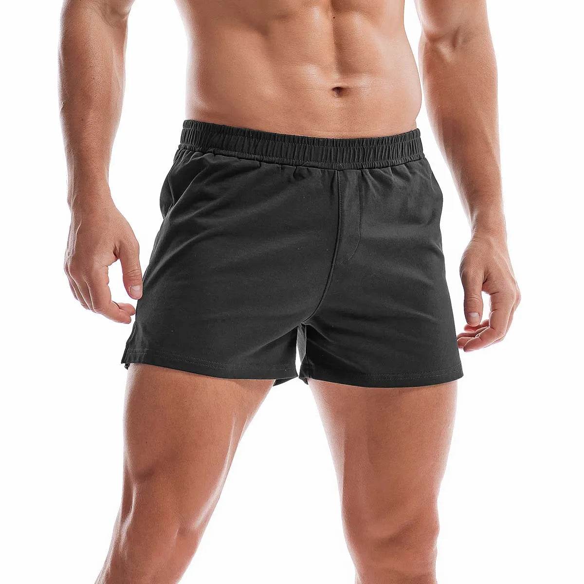 Mens Cotton Sleep Bottoms Lounge Home Pajama Shorts Elastic Waist Breathable Solid Underwear Boxers Man Jogger Yoga Sport Shorts - Tamnz