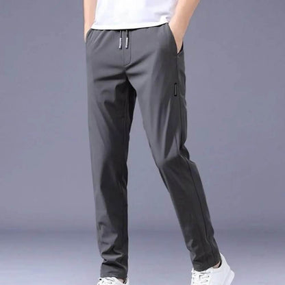 Men Pants Elastic Waist Trendy Polyester Casual Drawstring Men Trouser for Street Wear - Tamnz