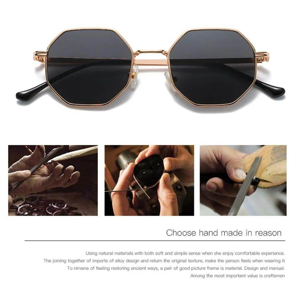 Summer UV Protection Sunglasses Fashion Polygon Sun Glasses for Women Men Trendy Classic Metal Frame - Tamnz