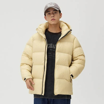 Winter Men's Jacket Hooded Windproof White Duck Jacket Warm Windbreaker - Tamnz