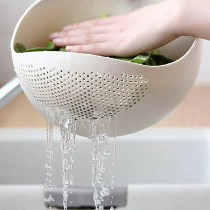 1pc - Plastic Drain Basket Filter, Rice Bowl, Drain Basket, Fruit Bowl, Laundry Basket, Handle, Home Kitchen Organizer