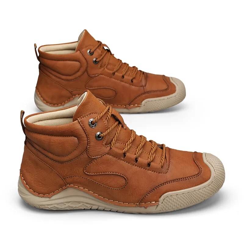 Men Ankle Boots Autumn Winter Outdoor Non-slip Hiking Men Shoes Microfiber Leather Optional Plush Warm Casual Shoes - Tamnz