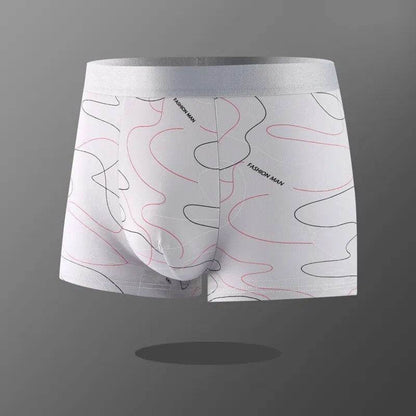 Man Boxers Line Printed Underpants U Convex Panties Fashion Comfortable Shorts Mens Solid Breathable Underwear Large Size 100kg - Tamnz