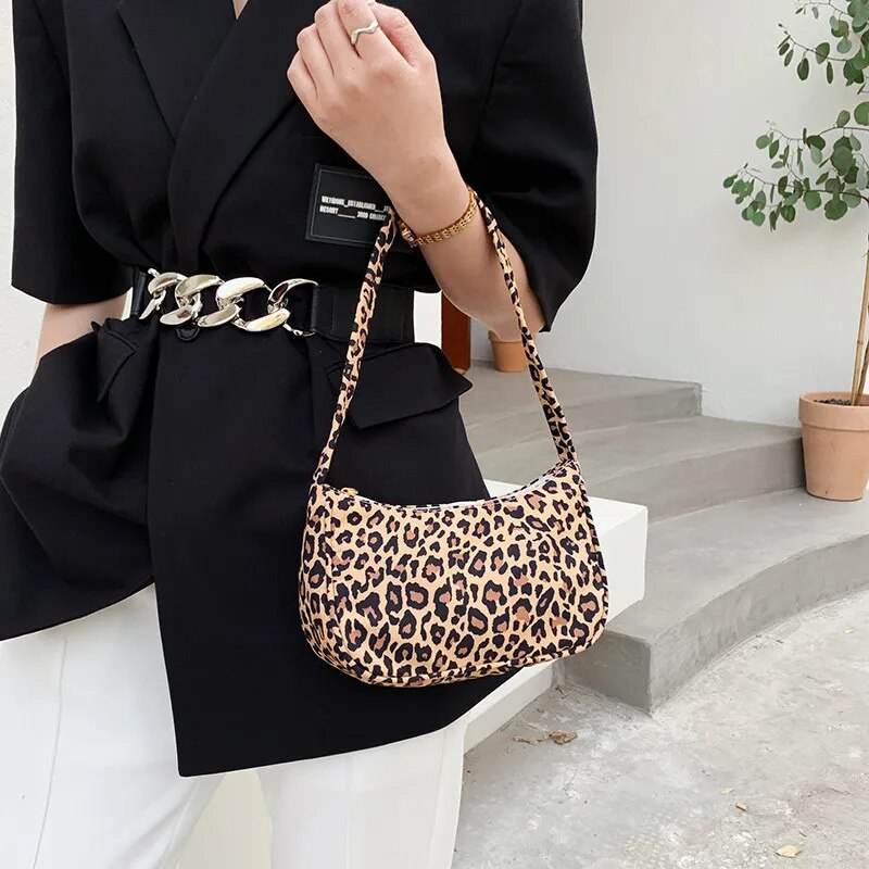 Animal Pattern Print Canvas Shoulder Underarm Bag Vintage Ladies Small Purse Handbags Casual All-match Fashion Women Square Bags - Tamnz